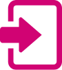 Arrow pointing to a door in pink colour.